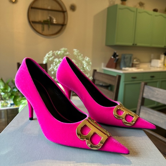 Balenciaga smooth velvet rose fuchsia heels - Picture 5 of 7